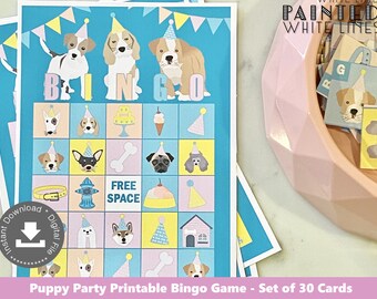 Puppy Dog Bingo Game Printable Bingo Game Bingo Cards Puppy Party Activity Instant Download Party Game Puppy Party Decorations Girls PWL6
