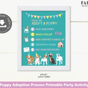 Printable Puppy Adoption Process Sign Puppy Birthday Dog Birthday Kids ...