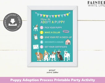 Printable Puppy Adoption Process Sign Puppy Birthday Dog Birthday Kids Birthday Girl Birthday Party Decorations Puppy Party Favors PWL6