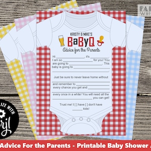 BaByQ Advice for Parents Shower Games Template Personalizable Printable Backyard BBQ Baby Shower Coed Sprinkle BaByQ Activity Barbeque pwl8