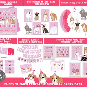 Pink Puppy Party Decorations Puppy Party Invitations Birthday Party Instant Download Girls Birthday Party Adopt a Puppy Party Pawty PWL20