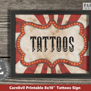 Tattoos Halloween Party Game Sign Haunted Carnival Sign Halloween Temporary Tattoo Booth Scary Carnival Game Sign Haunted Circus PWL24