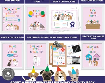 Adopt a Puppy Party Activities Puppy Adoption Station Package Puppy Adoption Center Digital Printable Files Instant Download PWL6P