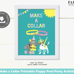 Puppy Pool Party Pet Adoption Make a Collar Sign Swim Party Games Birthday Puppy Dog Kids Girl Party Decorations Puppy Party PWL13