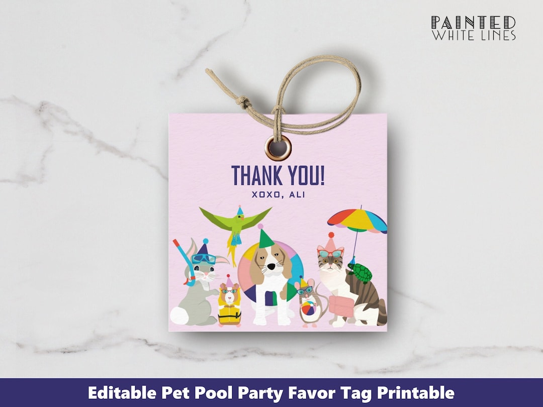 Pool Party Favor Tags Editable Printable Gift Tags Corjl Template ...