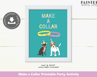 Printable Make a Collar Sign Party Games Birthday Puppy Birthday Dog Birthday Kids Birthday Girl Birthday Party Decorations Puppy Party PWL6