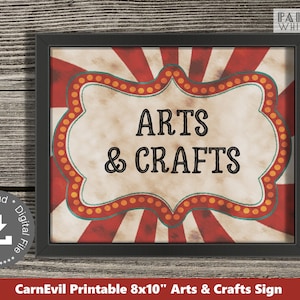 Arts and Crafts Halloween Party Game Sign Haunted Carnival Sign Halloween Carnival Scary Carnival Game Sign Circus Scary Spooky PWL24