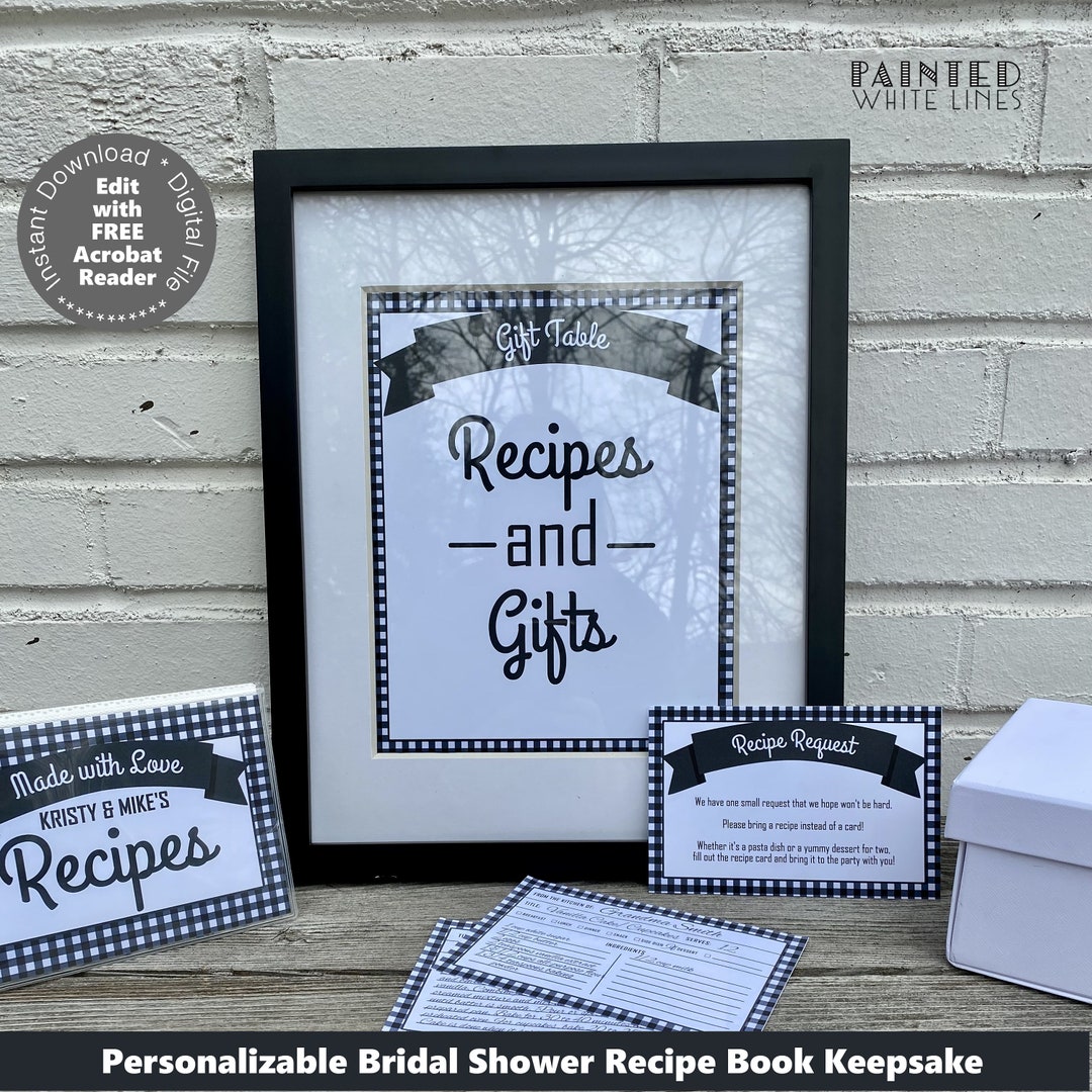 Bridal Shower Keepsake Printable Recipe Book Wedding Shower Gift Table