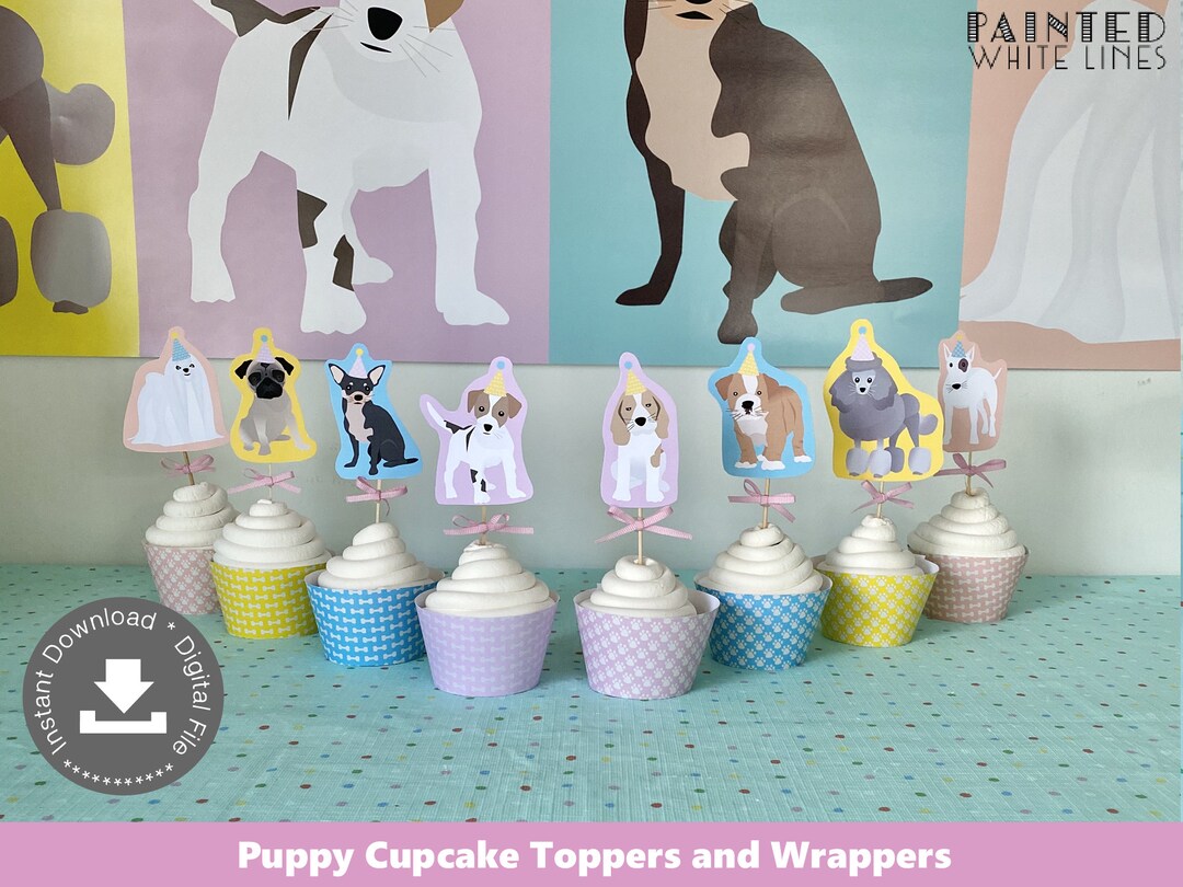 Dog Cupcake Topper Printable Cupcake Toppers Printable Puppy - Etsy