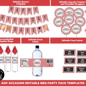 BBQ Party Decor Printables Package BBQ Birthday I do BBQ Retirement Party Barbeque Napkin Rings Food Labels Bottle Wraps Cupcake Tops PWL8