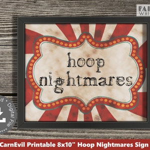 Hoop Nightmares Halloween Party Game Sign Haunted Carnival Sign Halloween Carnival Scary Carnival Game Sign Circus Scary Basketball PWL24