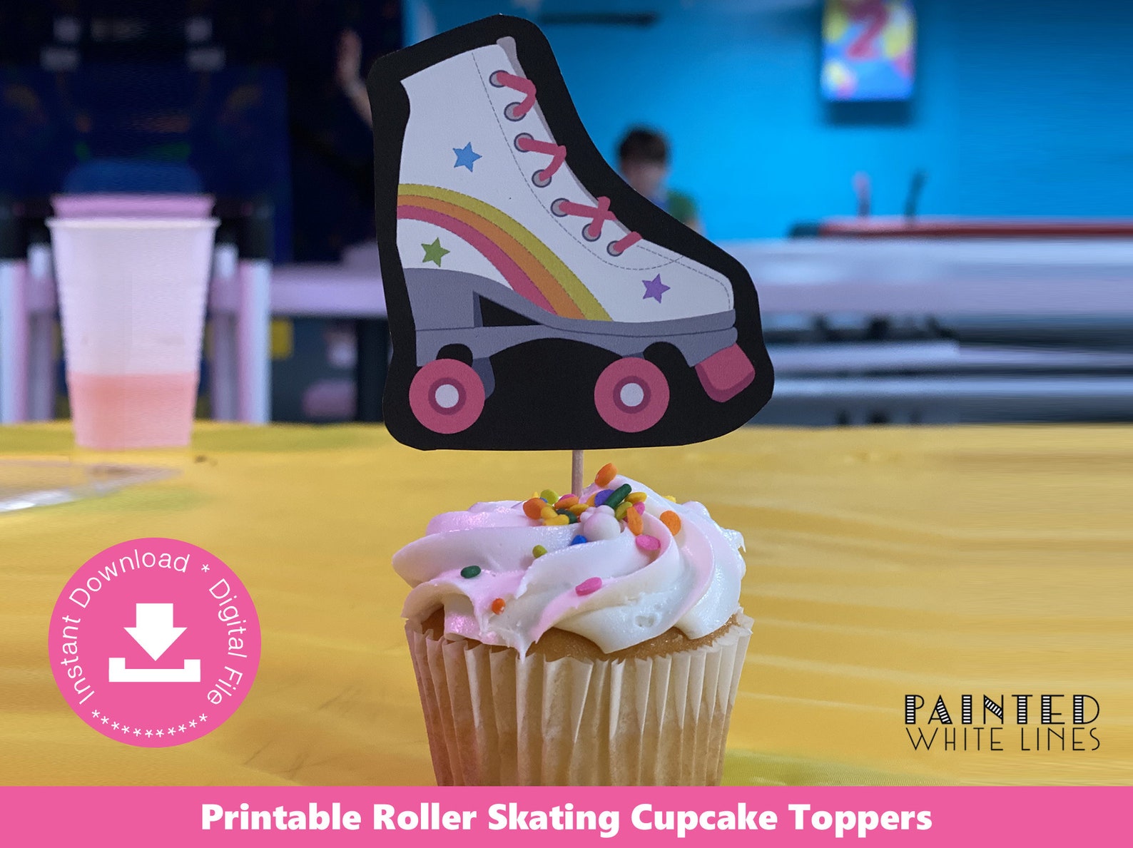 Roller Skate Cupcake Toppers Printable Roller Skate Cake Etsy