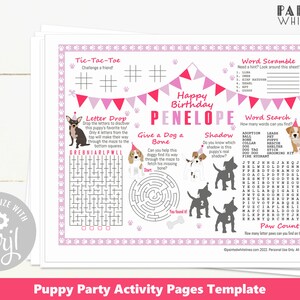 Puppy Dog Party Birthday Activity Kids Activity Sheet Printable Editable Template Coloring Sheet Activity Pages Kids Coloring Sheet PWL20