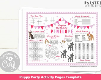 Puppy Dog Party Birthday Activity Kids Activity Sheet Printable Editable Template Coloring Sheet Activity Pages Kids Coloring Sheet PWL20