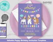 Purple Puppy Dog Invitation Template Download Puppy Party Invitation Puppy Party Invite Dog Birthday Party Invitation Dog Theme Party PWL25