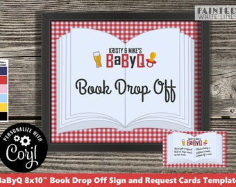 BaByQ Book Request For Baby Shower Cards and Sign Template Jack and Jill Printable Backyard BBQ Baby Shower Coed Sprinkle Barbeque pwl8
