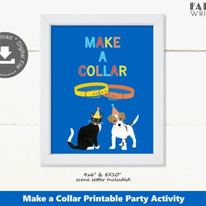 Boy Cat and Dog Party Activity Printable Make a Collar Sign Games Birthday Puppy Birthday Cat Birthday Dog Birthday Kitty Birthday PWL5