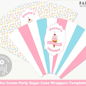 Eistüten Wrappers Printable Ice Cream Wrapper Eis Party Dekorationen Vorlage Eis Party Dekorationen Sofort Download pwl11