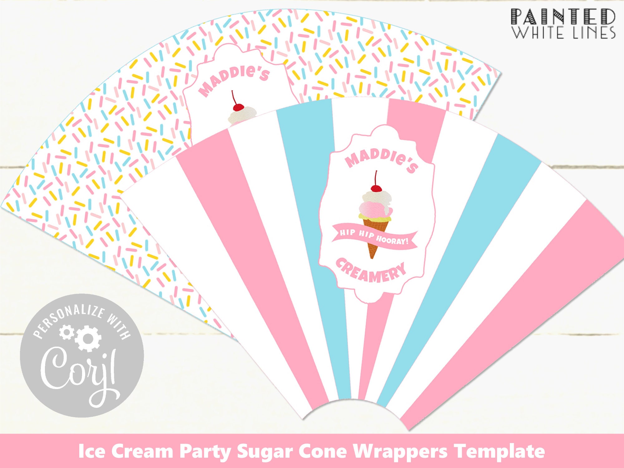 ice cream cone wrappers printable ice cream wrappers ice cream party decorations template icecream party decorations instant download pwl11