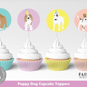 Puppy Party Cupcake Toppers und Cupcake Wrappers Printable Dog Cupcake Picks Dog Party Cupcakes Adopt a Dog Decor PWL6