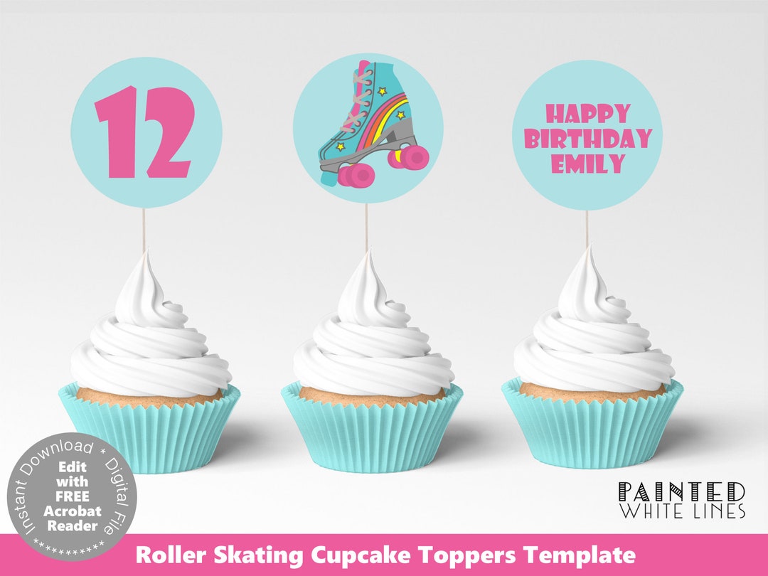 Printable Roller Skate Cupcake Toppers Template Roller Skate Cake ...
