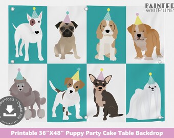 Puppy Party Birthday Banner Puppy Dog Backdrop Sign Digital File Adopt a Puppy Adoption Girl Photo Prop Backdrop Doggy Pawty Printable PWL6
