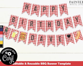 Printable Backyard BBQ Banner BBQ Banner Summer BBQ Bbq Party Barbecue Party Barbecue Decorations bbq decorations Template Download pwl8