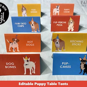 Boys Puppy Party Food Labels Printable Food Label Template Puppy Birthday Party Dog Birthday Kids Birthday Boys Birthday Party Decor PWL18