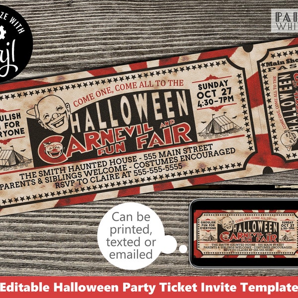 Haunted Carnival Invitation Halloween Carnival Invitation Scary Carnival Halloween Invitation Haunted Circus Halloween Scary Halloween PWL24