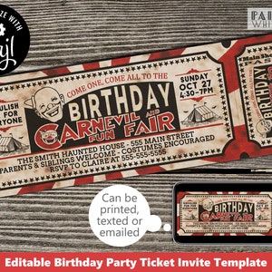 Birthday Carnival Invitation CarnEvil Haunted Carnival Invitation Scary Carnival Birthday Invitation Haunted Circus Scary Clown PWL24