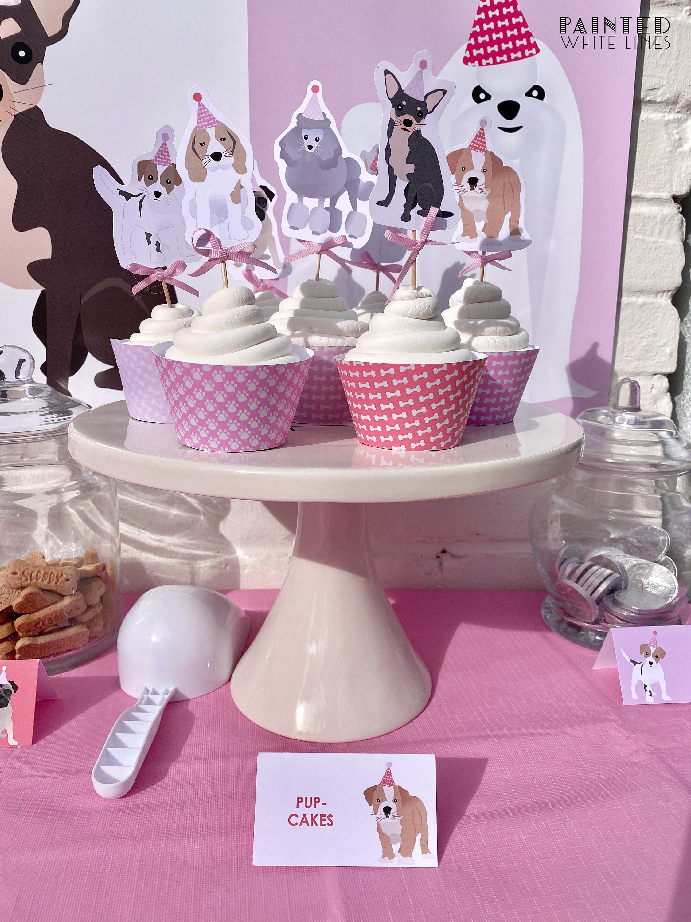Puppy Party Theme Backdrop Printable Girls Birthday Banner Adopt a Pet ...