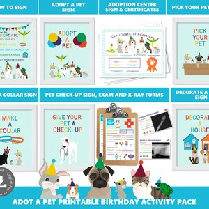 Adopt a Pet Party Activities Pet Adoption Station Package Pet Adoption Center Digital Printable Files Download Girls Boys Birthday PWL3b