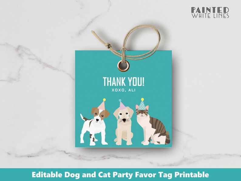 Pet Adoption Party Editable Favor Tags Printable Party Favor Tags Corjl Template Download Adopt a Pet Party Gift Tags Party Favors PWL4 image 1