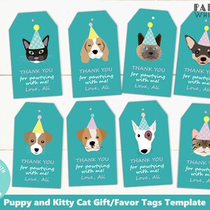 Pet Adoption Party Editable Favor Tags Printable Party Favor Tags Template Instant Download Adopt a Pet Party Gift Tags Party Favors PWL4