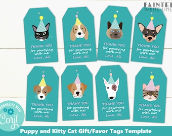 Pet Adoption Party Editable Favor Tags Printable Party Favor Tags Template Instant Download Adopt a Pet Party Gift Tags Party Favors PWL4