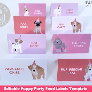 Puppy Party Food Labels Printable Party Favor Bag Topper Template Puppy Birthday Party Dog Birthday Girls Birthday Party Decorations PWL20