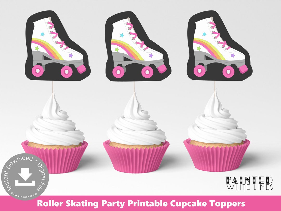 Roller Skate Cupcake Toppers Printable Roller Skate Cake Topper