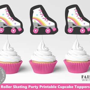 Roller Skate Cupcake Toppers Printable Roller Skate Cake Topper ...