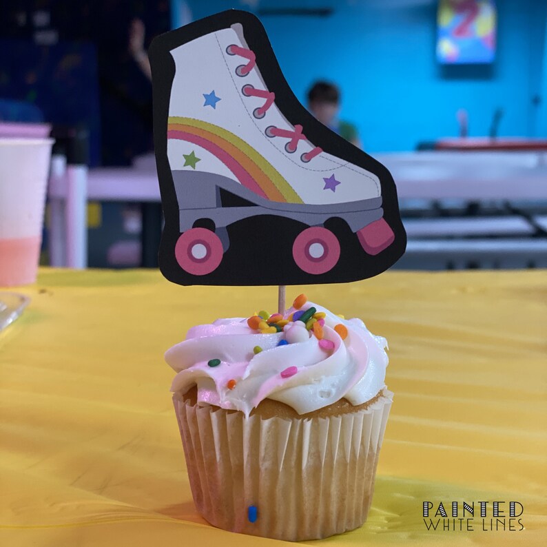 Roller Skate Cupcake Toppers Printable Roller Skate Cake Etsy