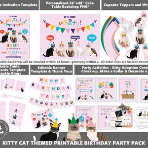 Kitty Cat Party Printables Instant Download PWL7P