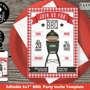 Printable Backyard BBQ Invitation Family Reunion Invitation Summer BBQ Party Barbecue Party Invite Grill Barbecue Birthday Template pwl8