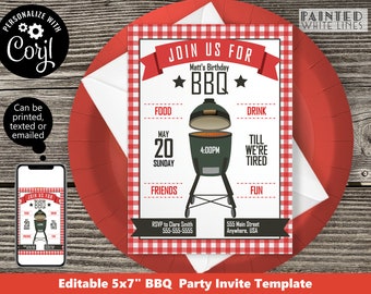 Printable Backyard BBQ Invitation Family Reunion Invitation Summer BBQ Party Barbecue Party Invite Grill Barbecue Birthday Template pwl8