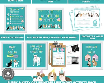 Adopt a Pet Party Activities Pet Adoption Station Package Pet Adoption Center Digital Printable Files Instant Download PWL4