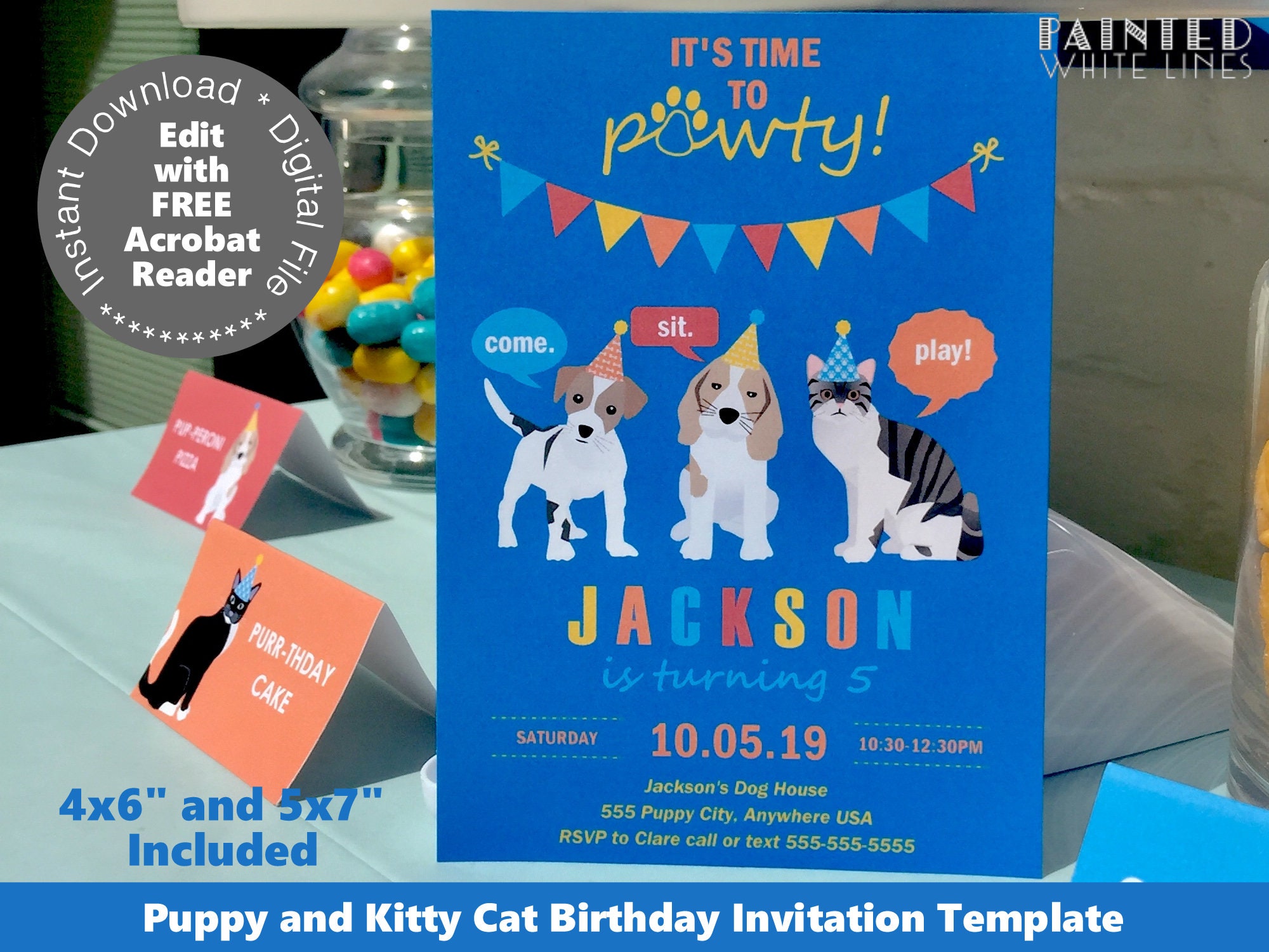 Boys Adopt a Pet Birthday Party Invitation Template Download Etsy