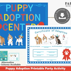 Boys Puppy Adoption Certificate Puppy Dog Adoption Certificate Printable Birthday Party Puppy Adoption Party Adopt A Pet Dog Birthday PWL18