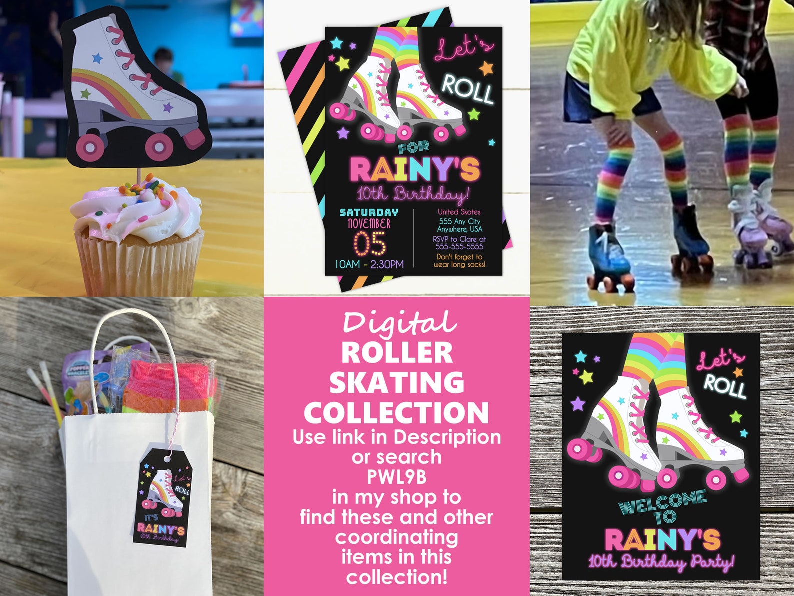 Roller Skate Cupcake Toppers Printable Roller Skate Cake - Etsy