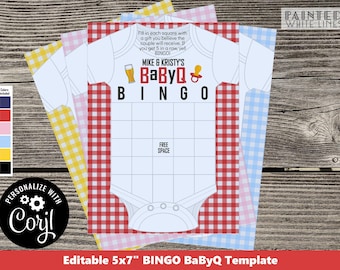 Modèle de jeux de bingo pour la douche BaByQ personnalisable imprimable dans la cour arrière barbecue baby shower étudiante saupoudrer activité barbecue barbecue baByQ pwl8