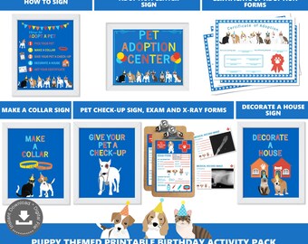 Boys Adopt a Pet Cat and Dog Party Activities Pet Adoption Station Package Pet Adoption Center Digital Printable Files Instant Download PWL5