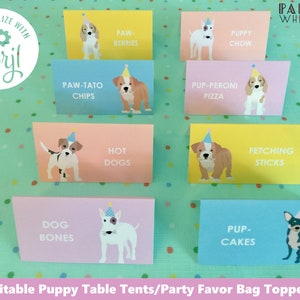 Puppy Party Food Labels Printable Party Favor Bag Topper Template Puppy Birthday Party Dog Birthday Girls Birthday Party Decor PWL6 PWL25