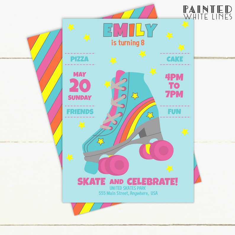 Roller Skating Party Favor Bags Template Download Printable Etsy
